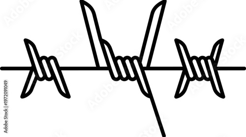 Barbed wire close up detail.