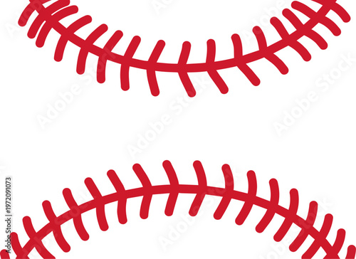 Baseball stitching close up detail.