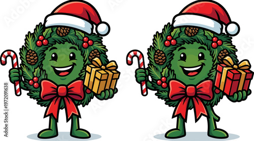 Cartoon Christmas tree characters.