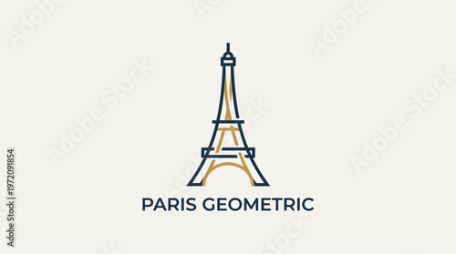 Eiffel Tower Geometric Paris Icon.