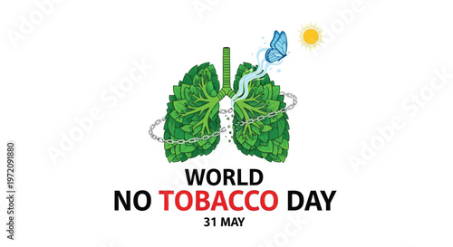Healthy lungs emerge from smoke promoting a tobacco free world on may 31st