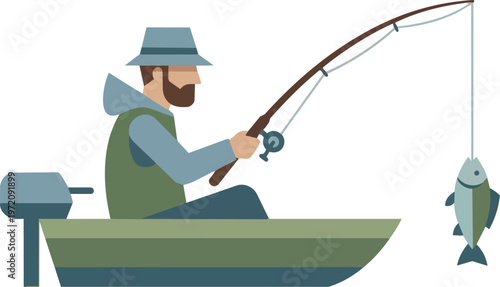 Man fishing on a boat.