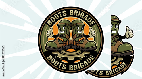 Boots Brigade Cartoon Logo.