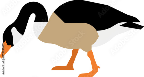 Goose Illustration Black White Brown.
