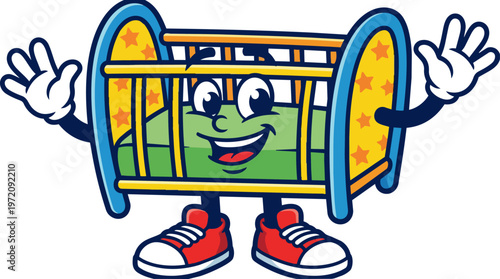 Cartoon Crib Character Smiling.