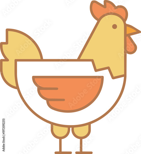 Cartoon Chicken Illustration Closeup.