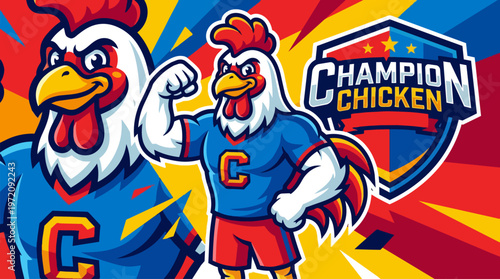 Champion Cartoon Chicken Character.