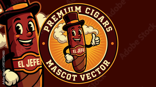 Cigar Mascot Vector Illustration Premium.