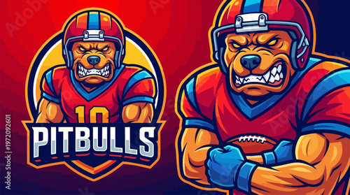 American Football Pitbull Player Illustration.