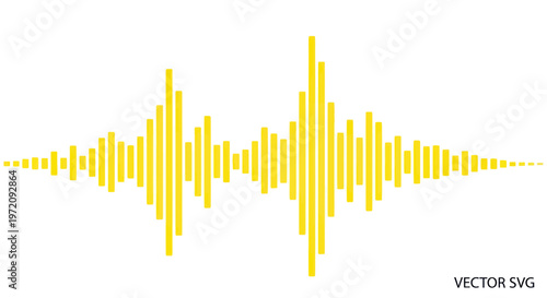 Yellow Sound Waveform Graphic Equalizer Bars on White Background