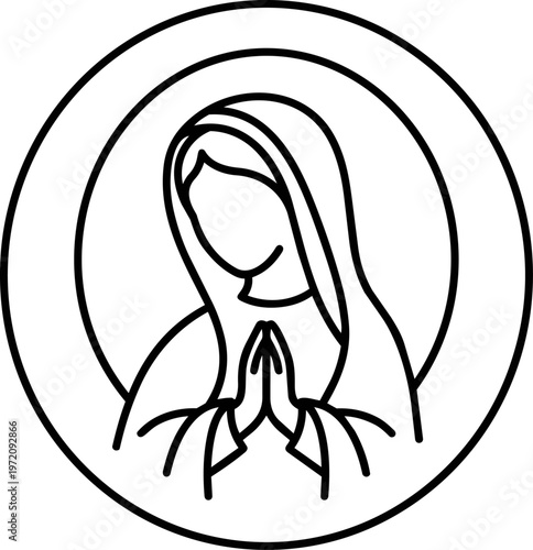 Virgin Mary Praying in Circle.