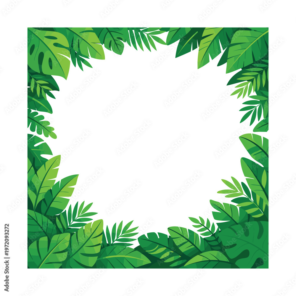 Fototapeta premium A green leafy border with a white