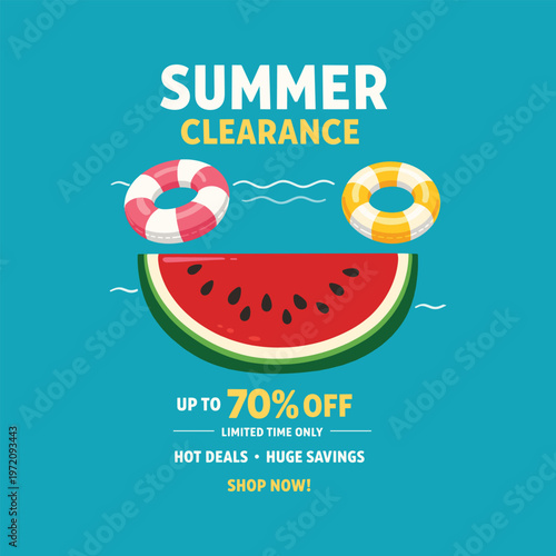 Summer clearance sale with watermelon and floats