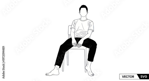 Minimalist Line Art of a Person Sitting on a Chair