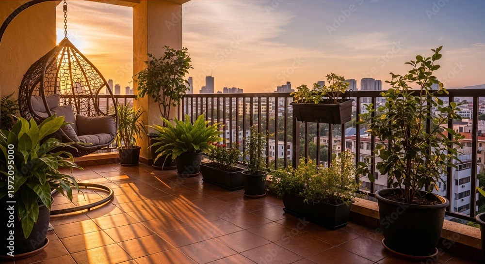 Fototapeta premium Luxury hotel building with garden and city view at morning evening and night