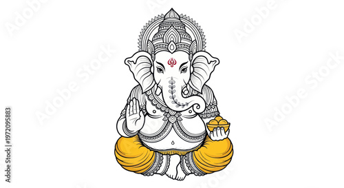 Ganesha Sitting Pose, Hindu Deity, Elephant Head God, Meditation, Auspicious Symbol