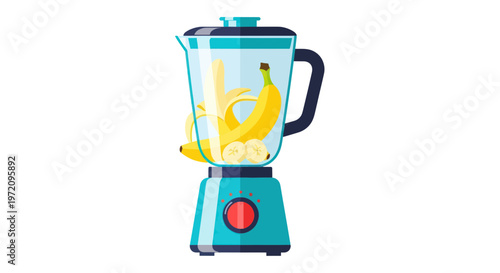 Healthy Banana Smoothie Preparation in Blender