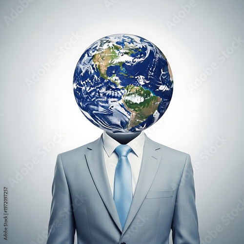 Man in suit with earth as head