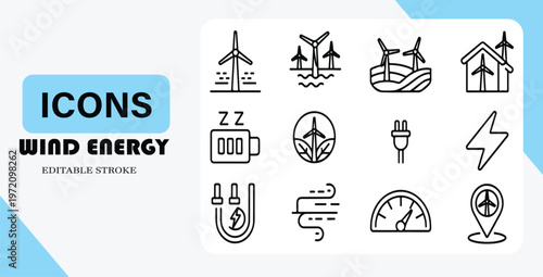 Wind energy icons for sustainable power solutions