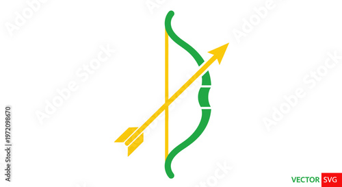 Green Bow and Yellow Arrow Icon Vector