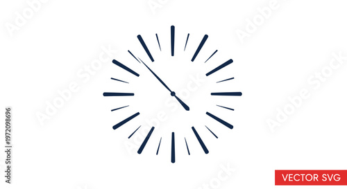 Minimalist Clock Face with Radial Lines, Vector Illustration
