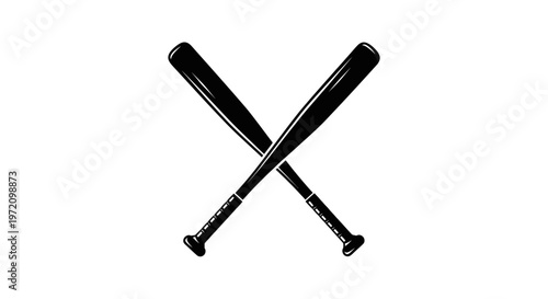 Crossed Baseball Bats Silhouette Icon