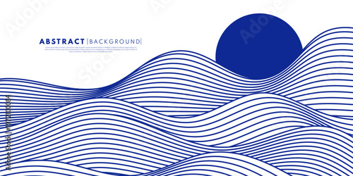 Minimalist Japanese wave lines with rising sun. Inspired by traditional Japanese aesthetics, paired with a subtle rising sun element. Clean, modern composition perfect for branding, posters, and Zen-i