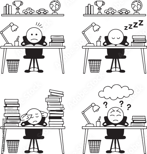 Struggles and distractions of a student during study time