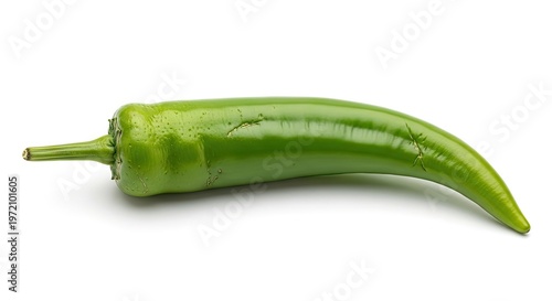 Fresh Green Chili Pepper Isolated on White Background