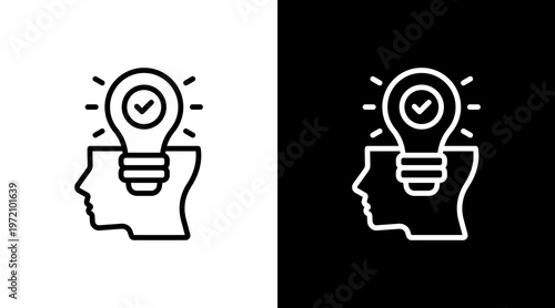 Creative Thinking White Icon Set Design