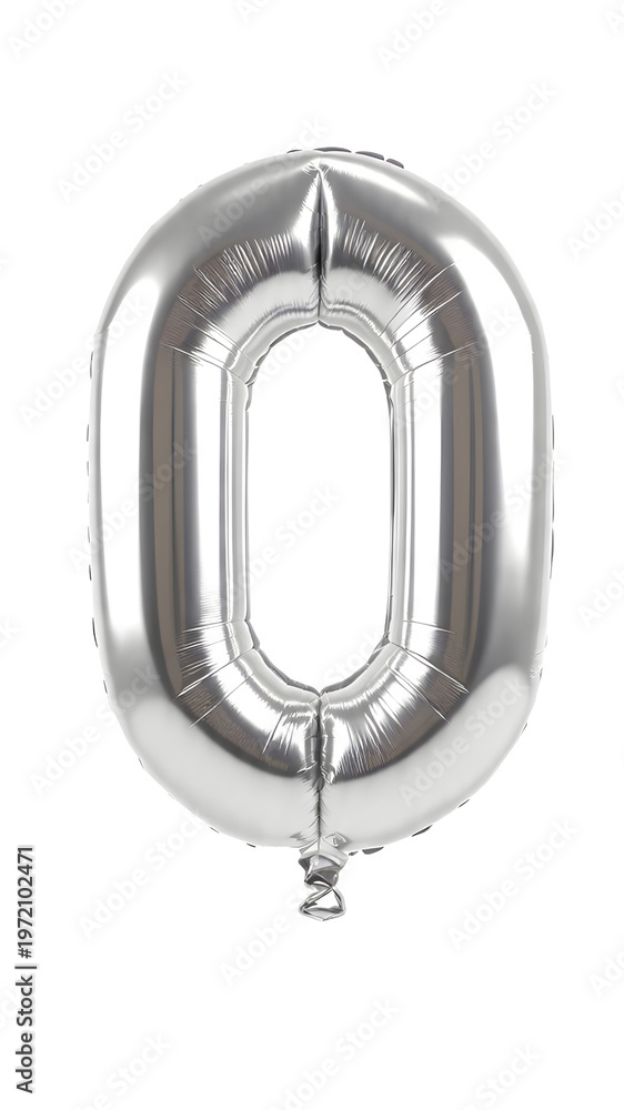 Fototapeta premium zero birthday ballon silver metal shield
