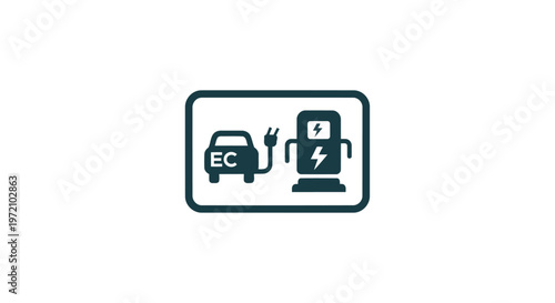 Electric Vehicle Charging Station Sign Indicating Available Power.