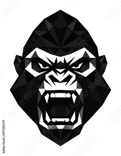 low poly design art depicts a angry gorilla face (artwork 1)