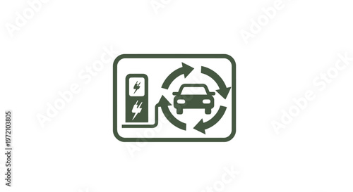 Electric Vehicle Charging Station Symbol with Arrows Indicating Recycling.