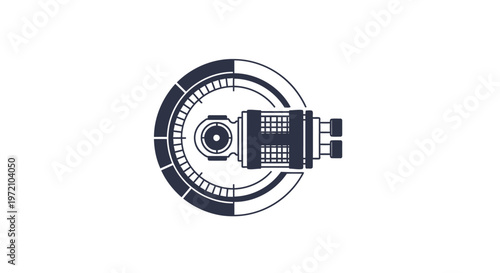 Detailed Graphic Illustration of a Modern Camera Lens and Dial.