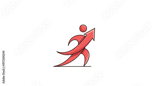 Dynamic Red Arrow Person Symbolizing Growth and Achievement.