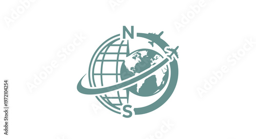 Elegant Globe Logo Depicting Global Travel and International Business.