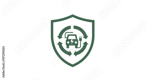 Electric Vehicle Charging Station Symbol Within a Green Shield.