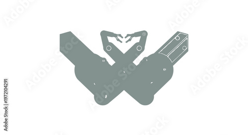 Detailed Gray Mechanical Tool Isolated on White Background.