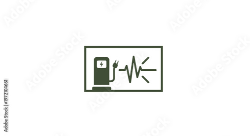 Electric Vehicle Charging Station with Energy Wave Illustration.