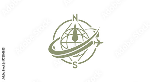 Elegant Compass Globe Logo Depicting Global Travel and Exploration.