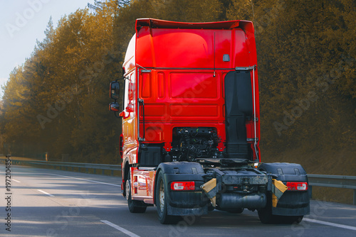 фотографія Freight tractor unit waiting on road