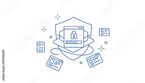 Digital Security Illustration - Secure Online Browsing and Data Protection.