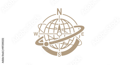 Elegant Compass Rose Globe Design for Navigation and Directional Guidance.