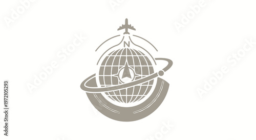 Elegant Globe with Airplane Symbolizing Global Travel and Aviation.