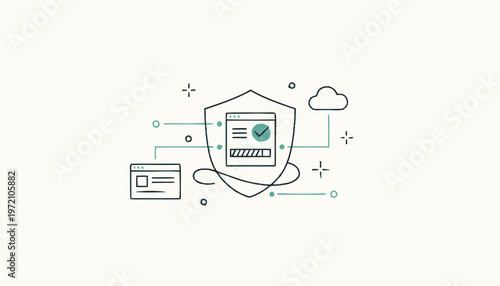 Digital Security Shield Protecting Online Data and Information.