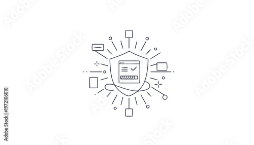 Digital Security Shield Protecting Data and Information Online.