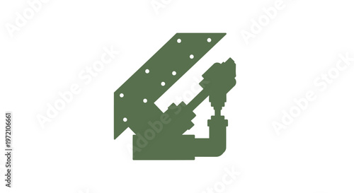 Detailed Silhouette of a Military Gun Turret Isolated on White.