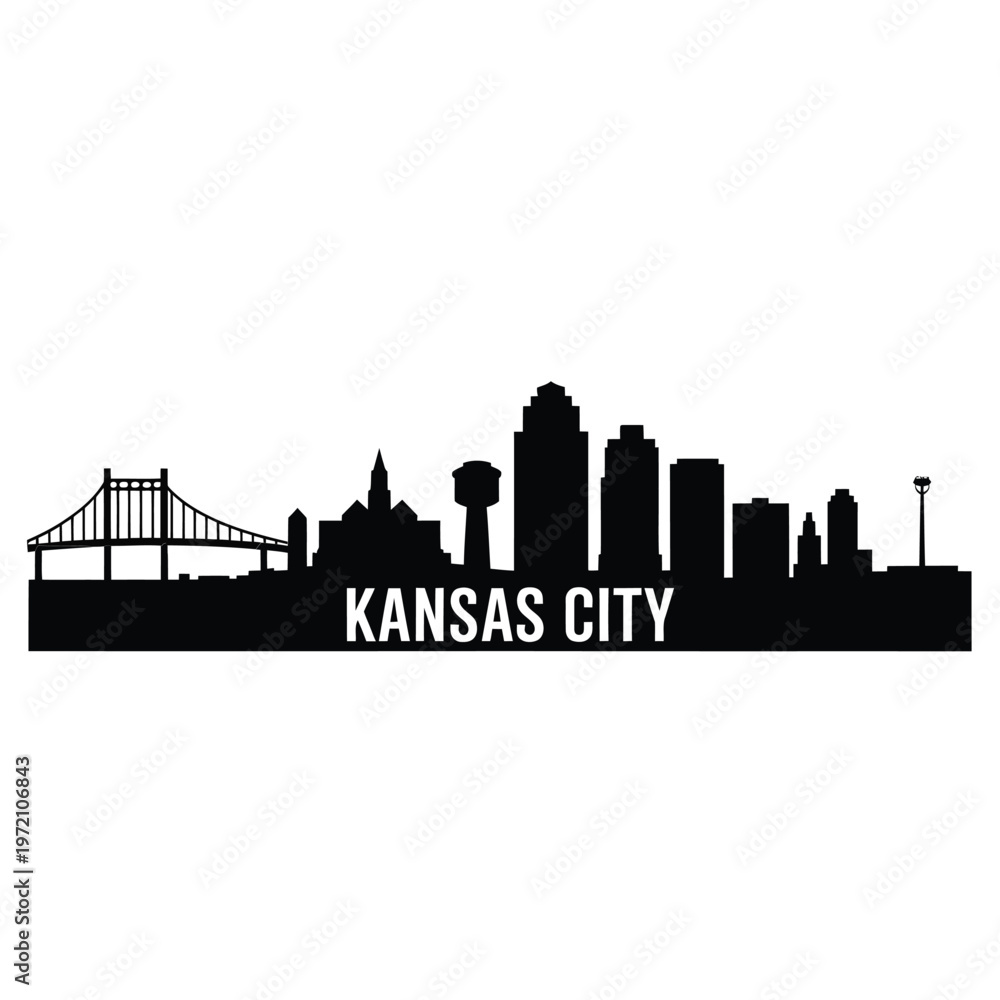 Fototapeta premium Silhouette of the kansas city skyline with prominent landmarks shown