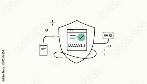 Digital Security Shield Protecting Website Data and Information.